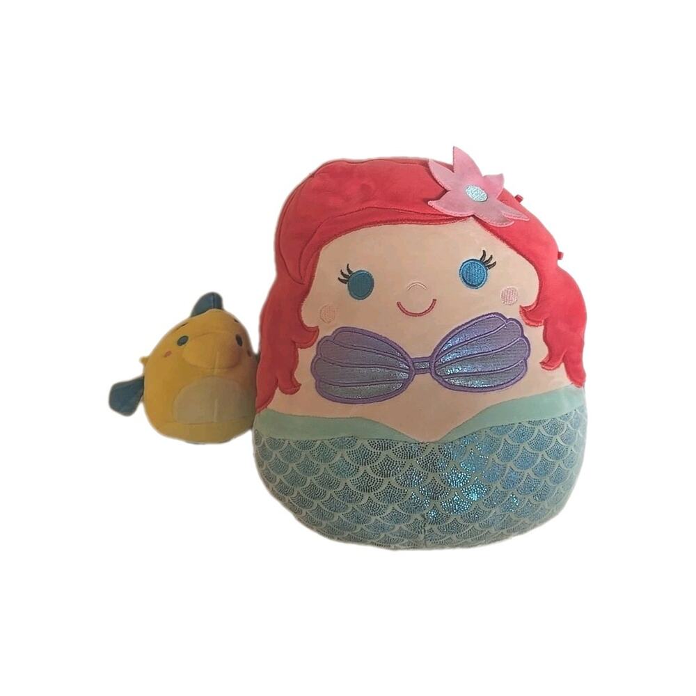 Disney Squishmallows The Little Mermaid Ariel & Flounder Plush Stuffed Toys
